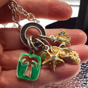 AJMC FUN SUMMERY BEACH PALM TREE, STARFISH, FISH CHARMS NECKLACE 21